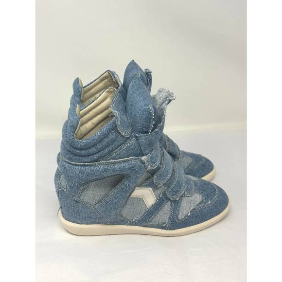 ISABEL MARANT women's bekett sneaker in blue denim - Picture 3 of 5